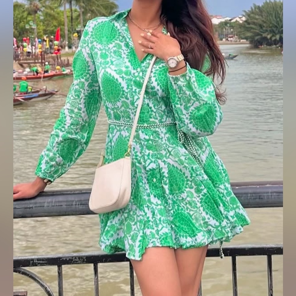 Zara green mini dress.